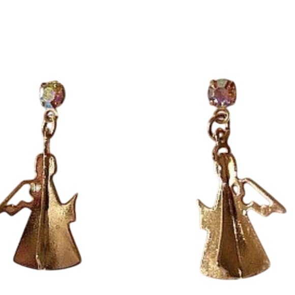 Avon Angel Wing Pierced Post Stud Earrings Gold Tone - Picture 5 of 5